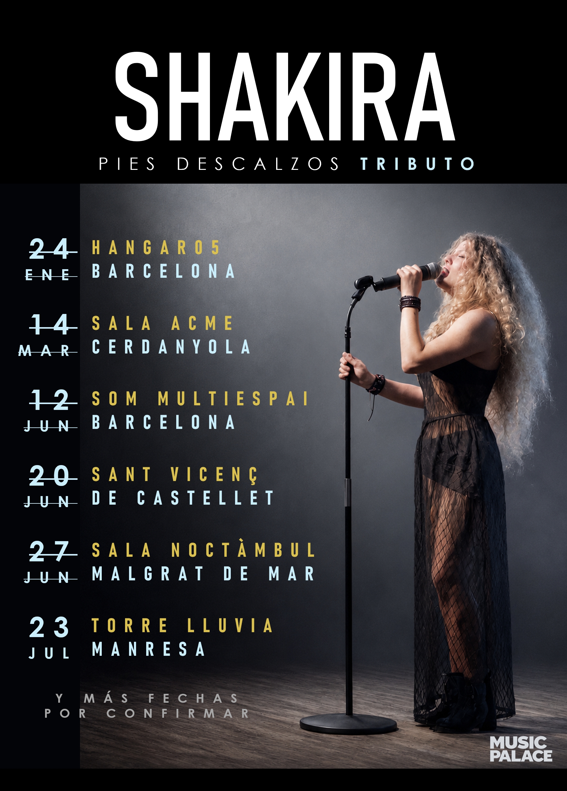 Histórico de fechas de la gira 2026 de Pies Descalzos, banda tributo a Shakira en España
